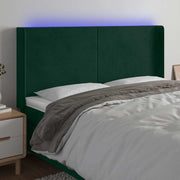 LED uzglavlje tamnozeleno 163x16x118/128 cm baršunasto