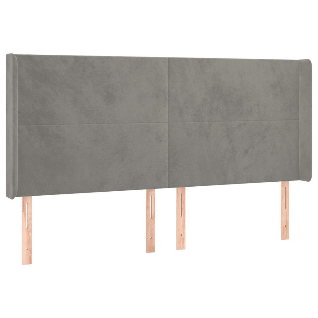 LED uzglavlje svjetlosivo 183 x 16 x 118/128 cm baršunasto
