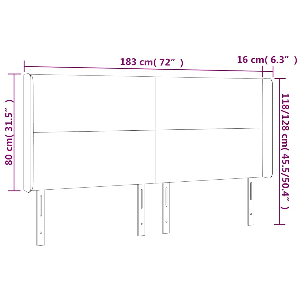 LED uzglavlje tamnozeleno 183 x 16 x 118/128 cm baršunasto