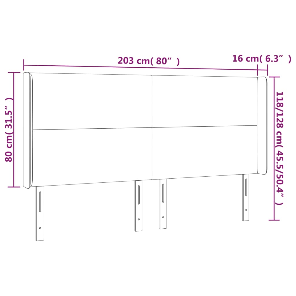 LED uzglavlje ružičasto 203x16x118/128 cm baršunasto