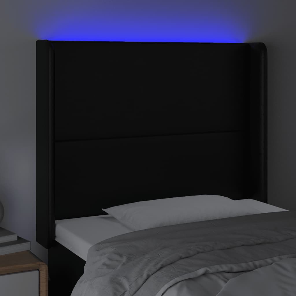 LED uzglavlje crno 83x16x118/128 cm od umjetne kože