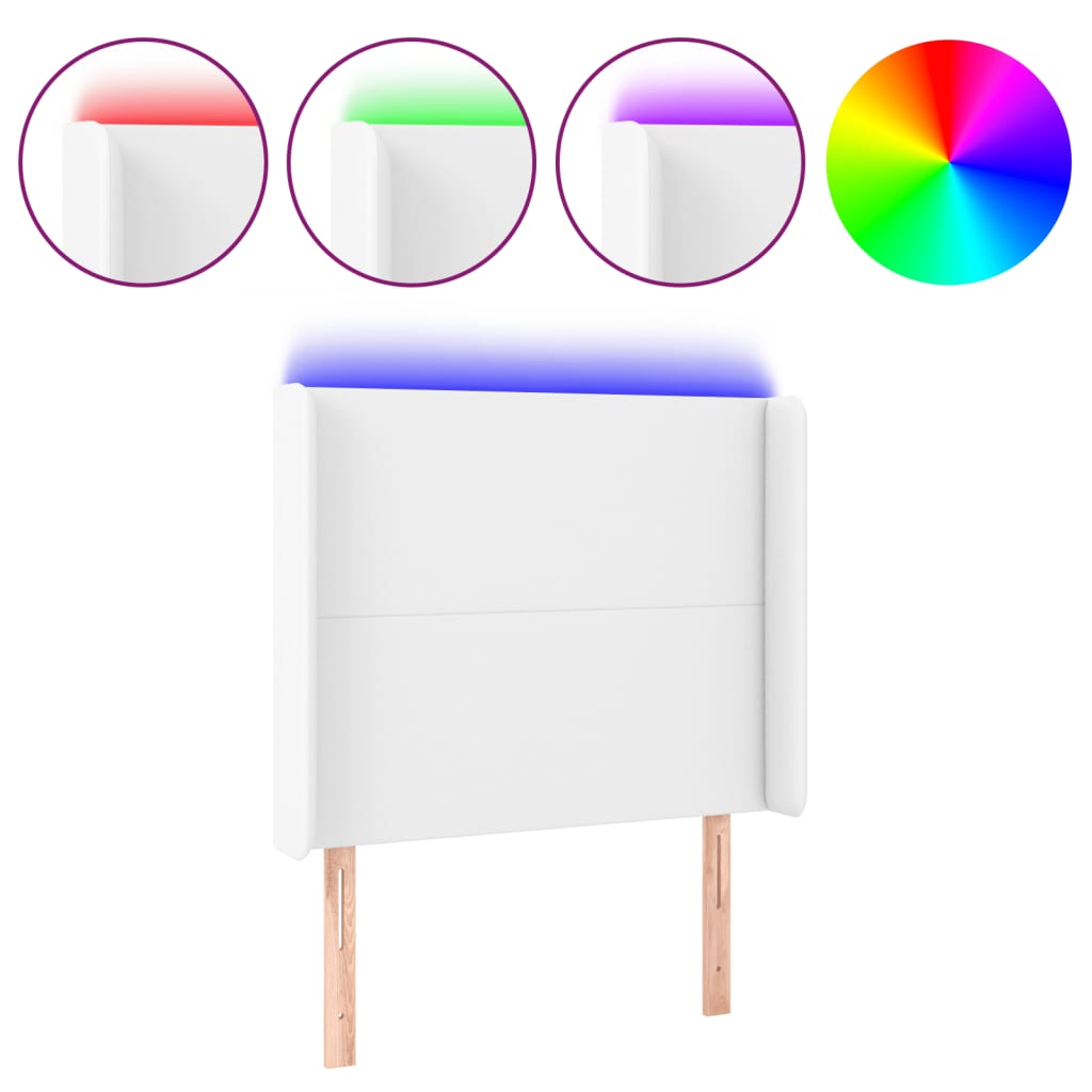 LED uzglavlje bijelo 83x16x118/128 cm od umjetne kože