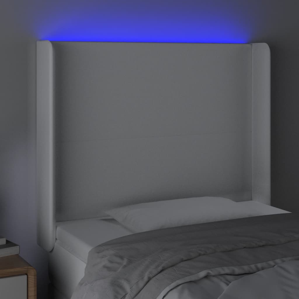 LED uzglavlje bijelo 83x16x118/128 cm od umjetne kože