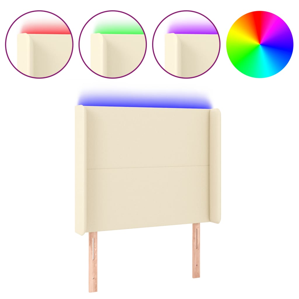 LED uzglavlje krem 83 x 16 x 118/128 cm od umjetne kože
