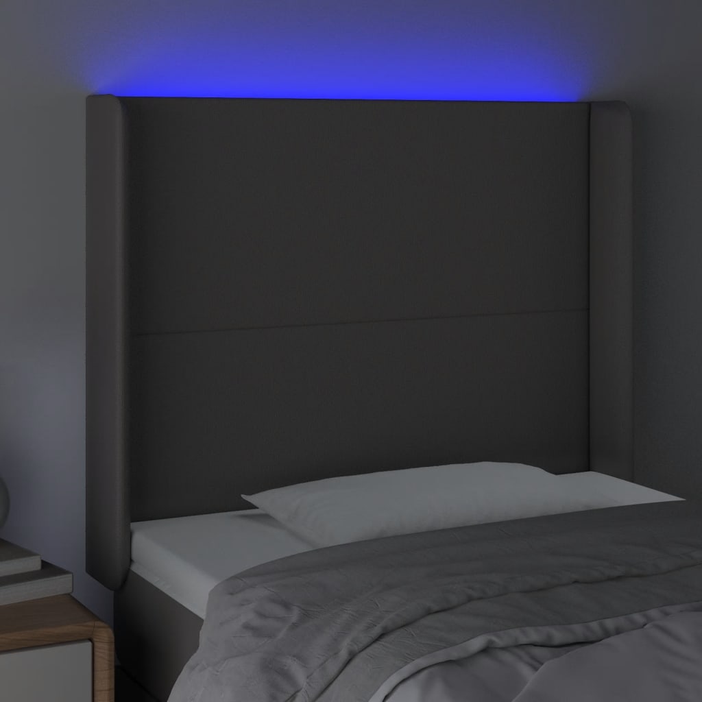 LED uzglavlje sivo 83x16x118/128 cm od umjetne kože