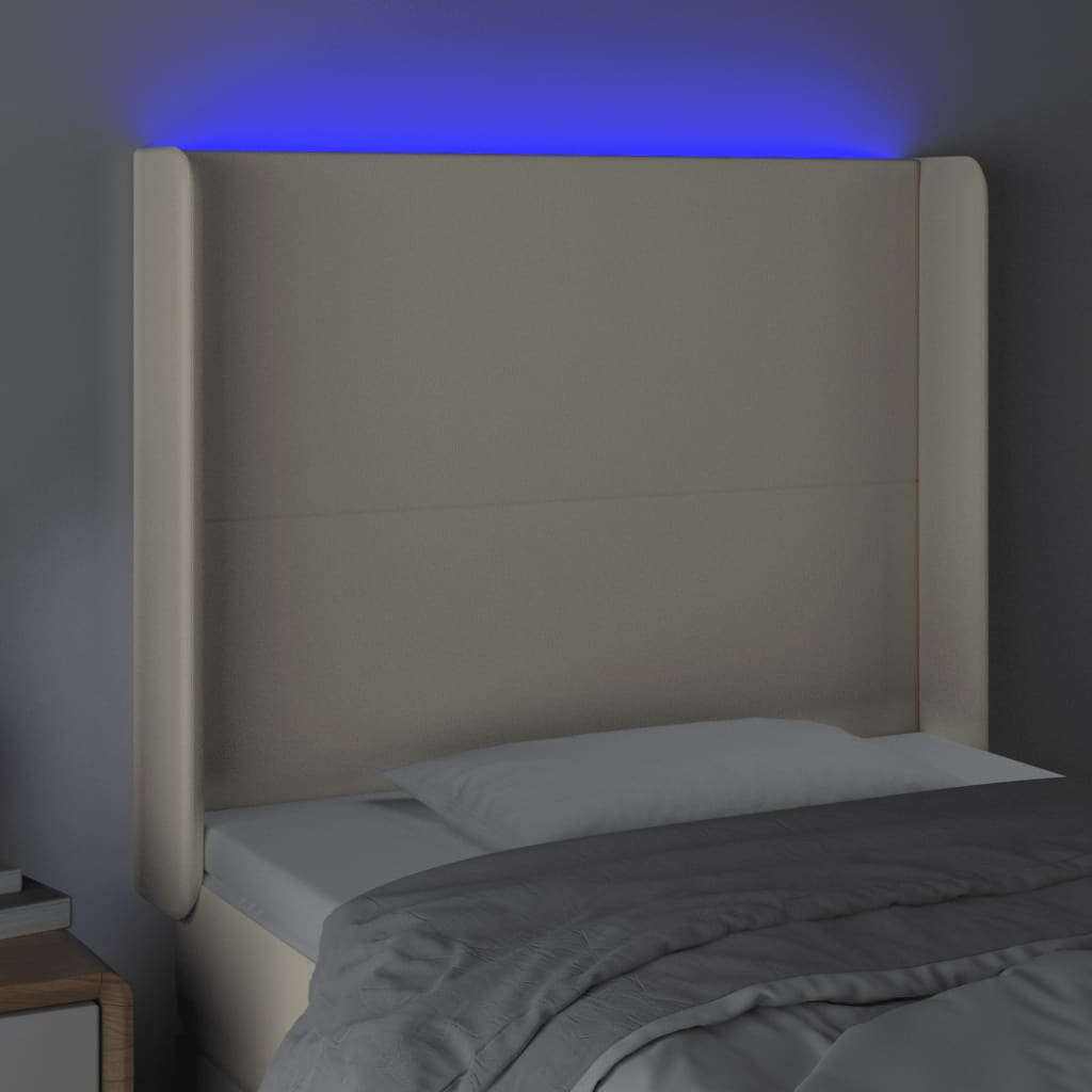 LED uzglavlje krem 93 x 16 x 118/128 cm od umjetne kože