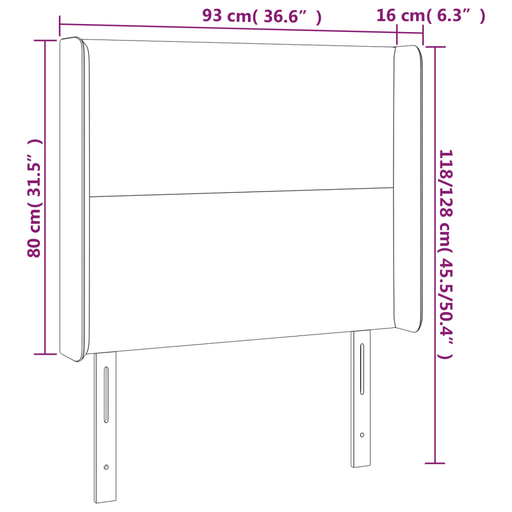 LED uzglavlje krem 93 x 16 x 118/128 cm od umjetne kože