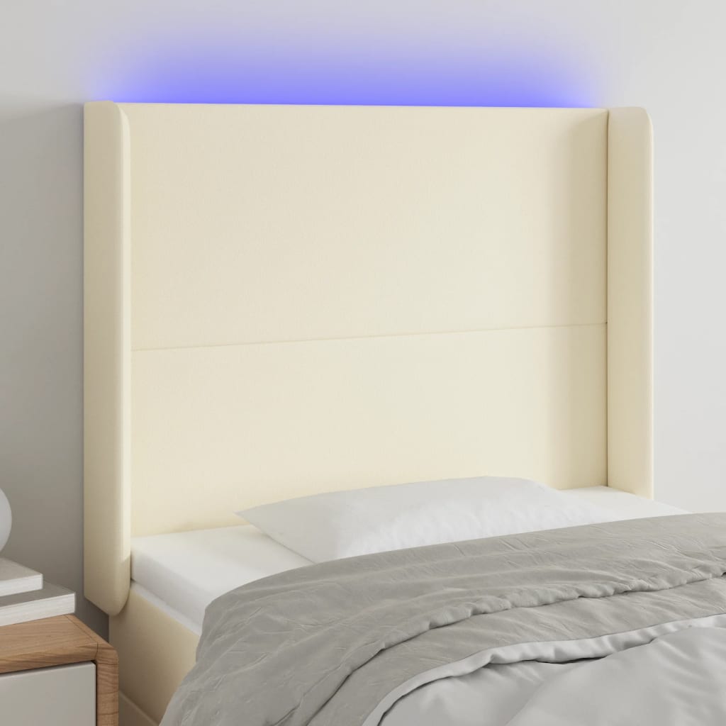 LED uzglavlje krem 93 x 16 x 118/128 cm od umjetne kože