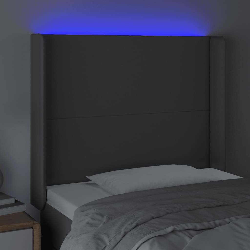 LED uzglavlje sivo 93x16x118/128 cm od umjetne kože