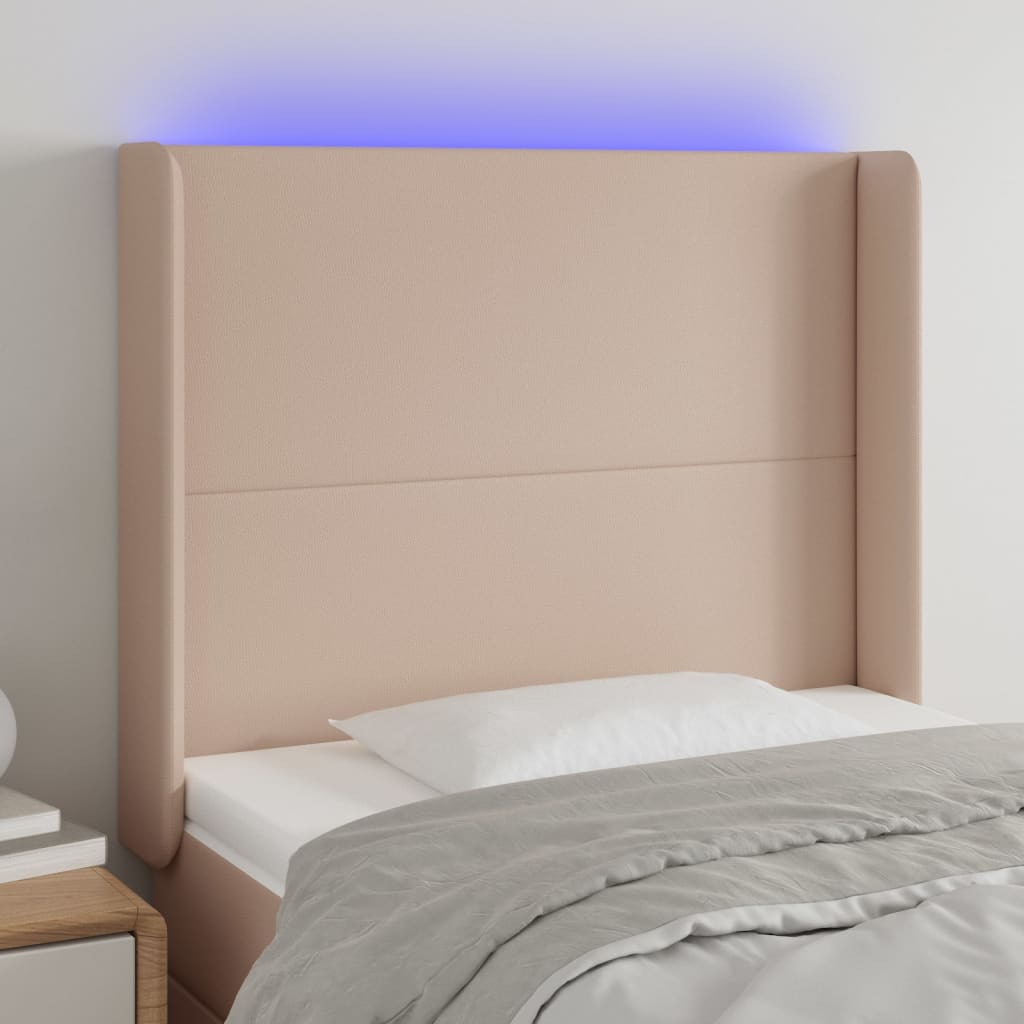 LED uzglavlje boja cappuccina 93x16x118/128 cm od umjetne kože