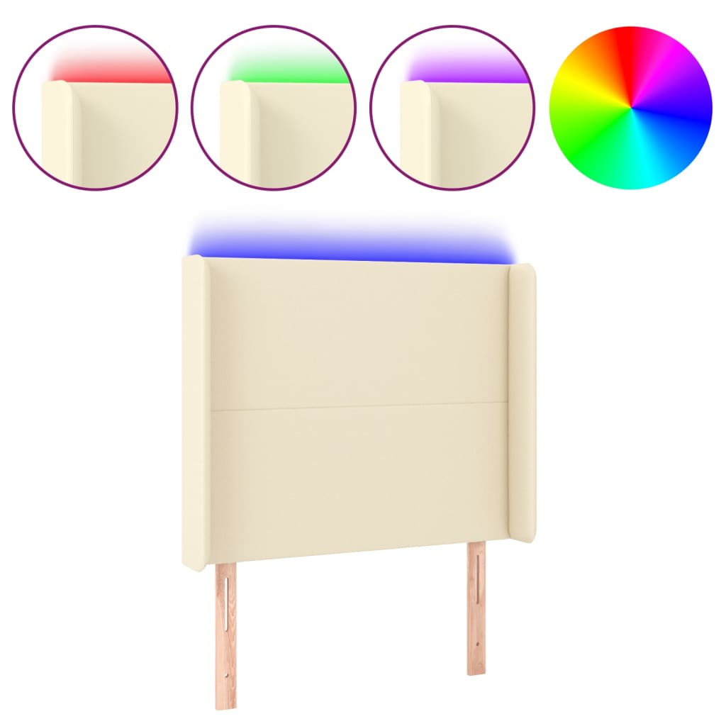 LED uzglavlje krem 103 x 16 x 118/128 cm od umjetne kože