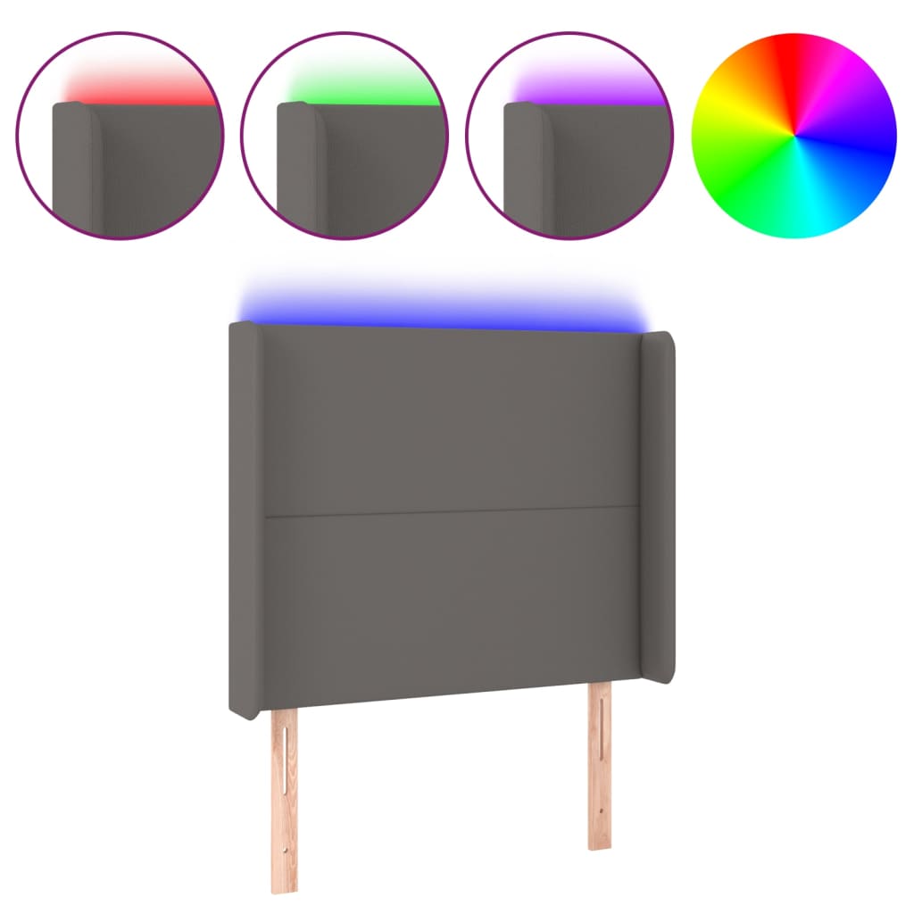 LED uzglavlje sivo 103x16x118/128 cm od umjetne kože
