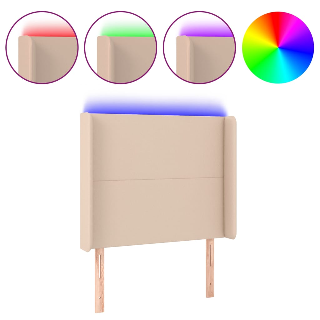 LED uzglavlje boja cappuccina 103x16x118/128 cm od umjetna koža