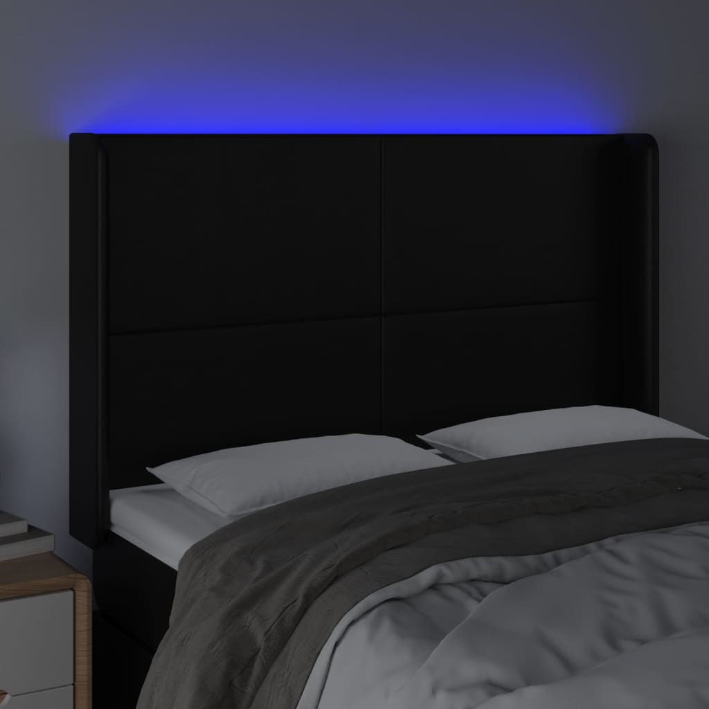 LED uzglavlje crno 147x16x118/128 cm od umjetna koža