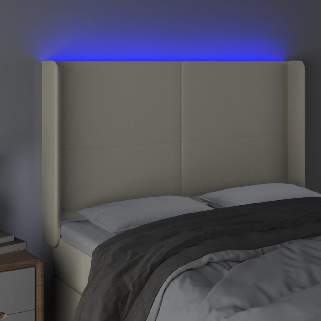 LED uzglavlje krem 147 x 16 x 118/128 cm od umjetne kože