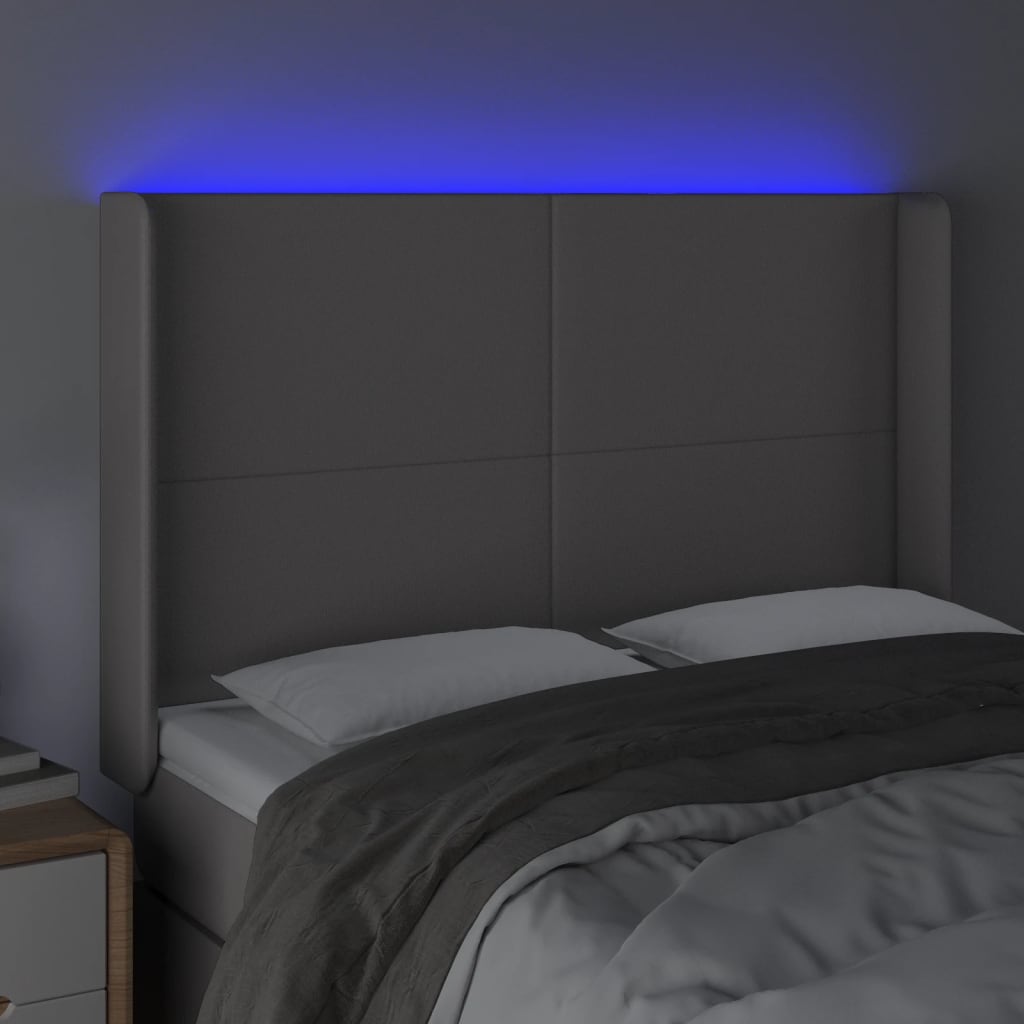 LED uzglavlje sivo 147x16x118/128 cm od umjetne kože