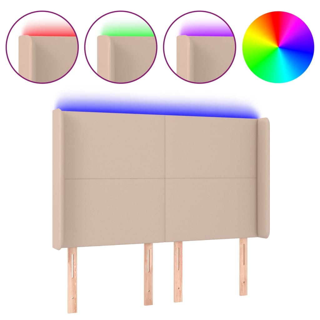 LED uzglavlje boja cappuccina 147x16x118/128cm od umjetna koža