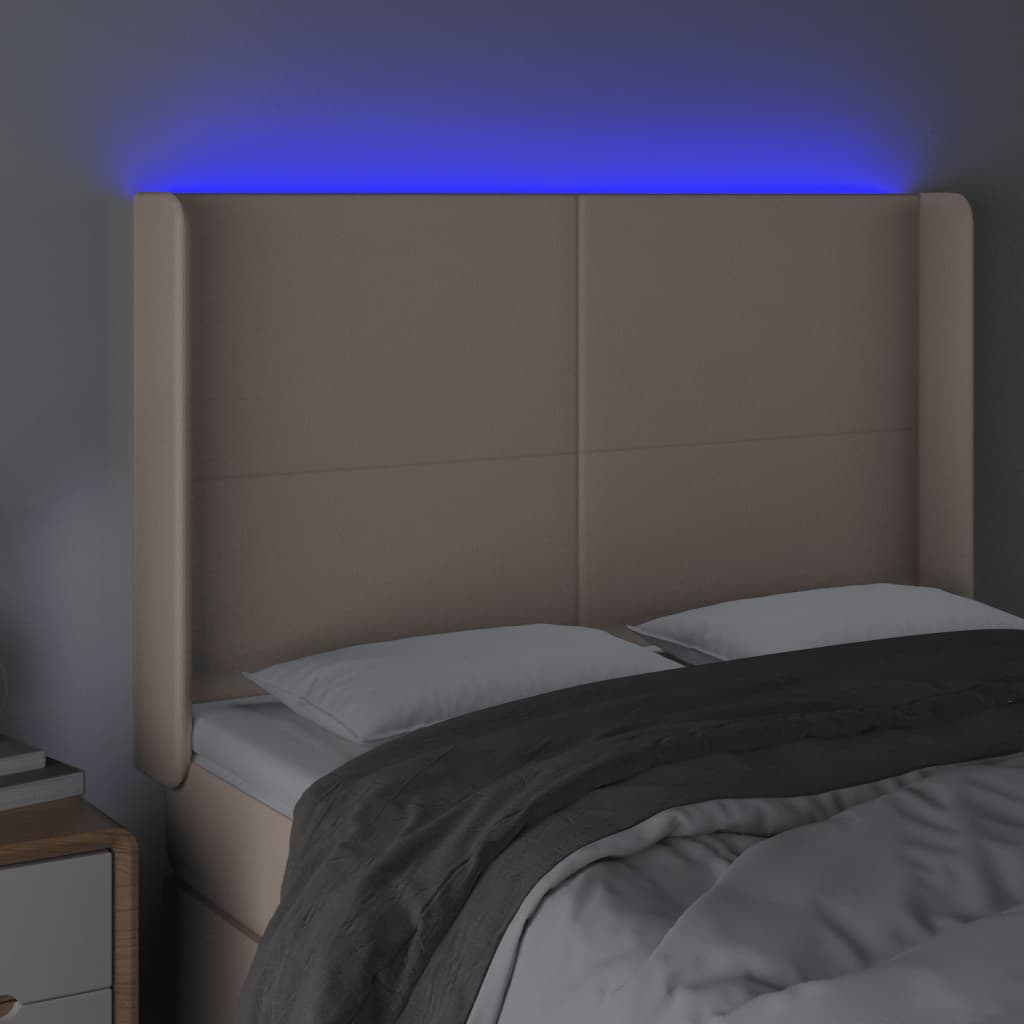 LED uzglavlje boja cappuccina 147x16x118/128cm od umjetna koža