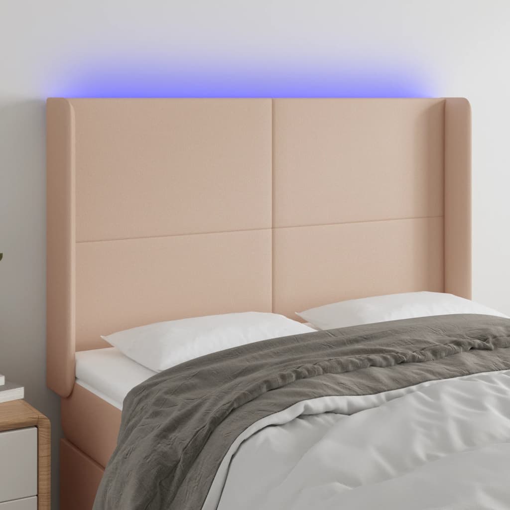 LED uzglavlje boja cappuccina 147x16x118/128cm od umjetna koža