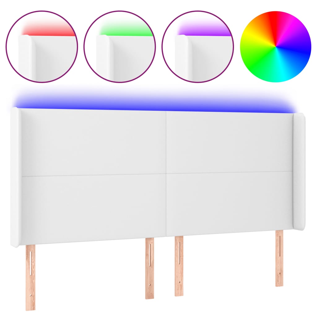 LED uzglavlje bijelo 163x16x118/128 cm od umjetne kože