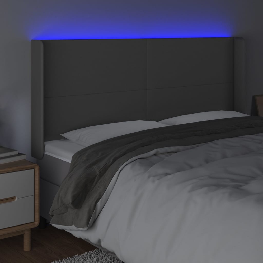 LED uzglavlje sivo 163x16x118/128 cm od umjetne kože