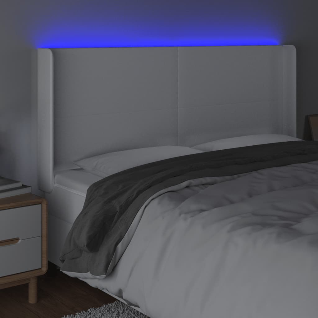 LED uzglavlje bijelo 183x16x118/128 cm od umjetne kože