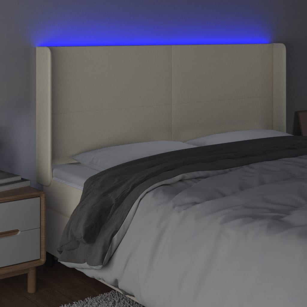 LED uzglavlje krem 183 x 16 x 118/128 cm od umjetne kože