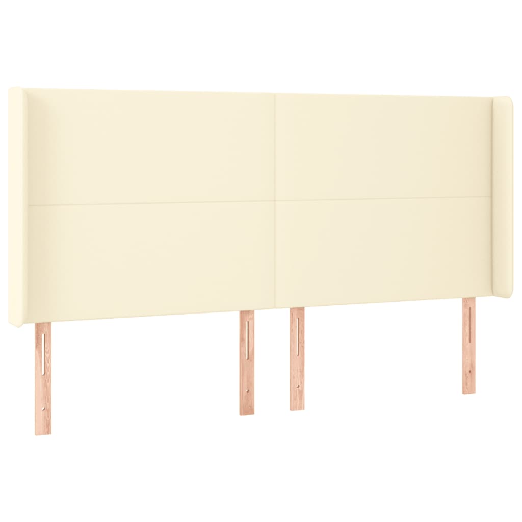 LED uzglavlje krem 203 x 16 x 118/128 cm od umjetne kože