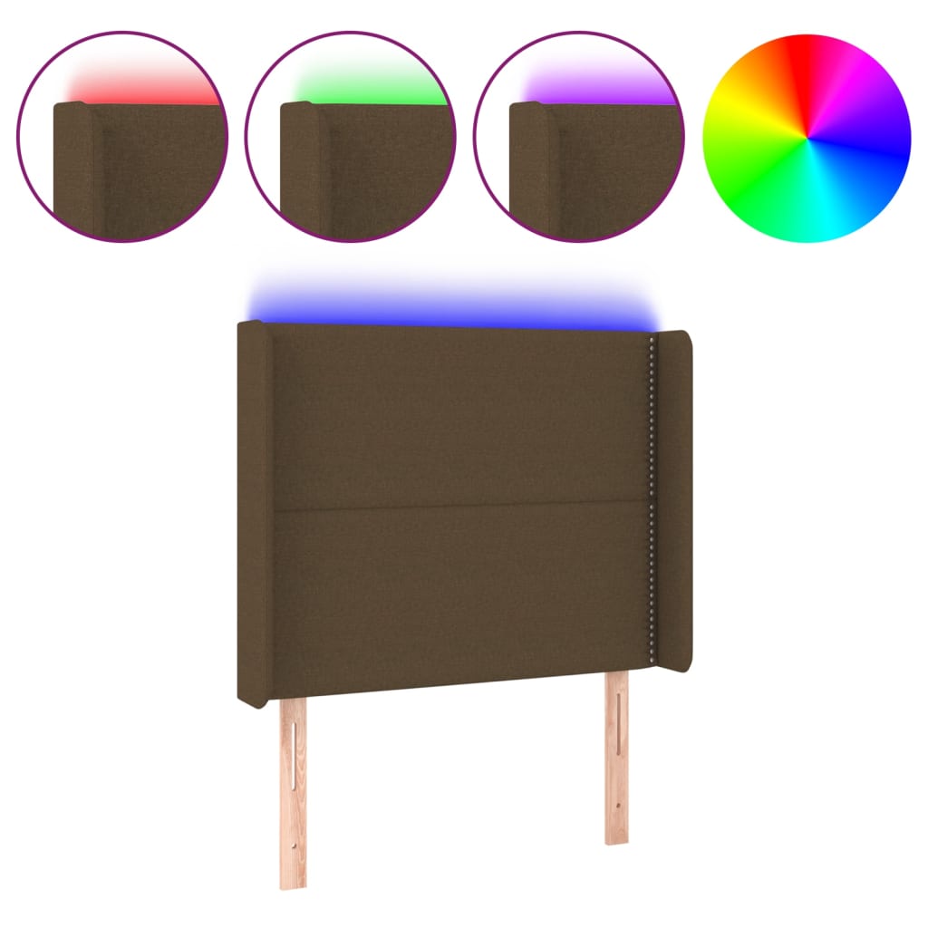 LED uzglavlje tamnosmeđe 93x16x118/128 cm od tkanine