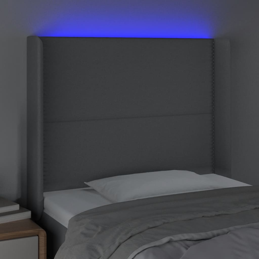 LED uzglavlje svjetlosivo 103 x 16 x 118/128 cm od tkanine