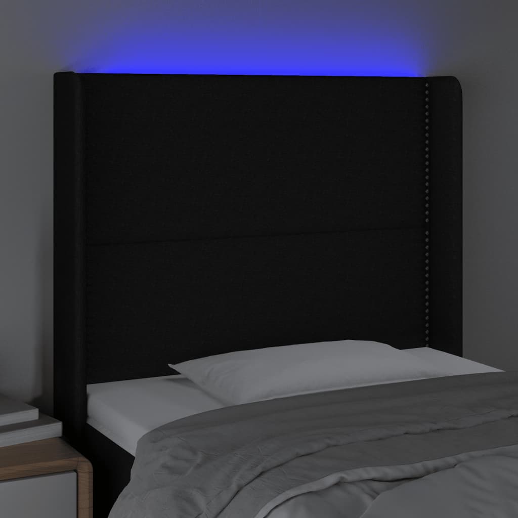 LED uzglavlje crno 103 x 16 x 118/128 cm od tkanine