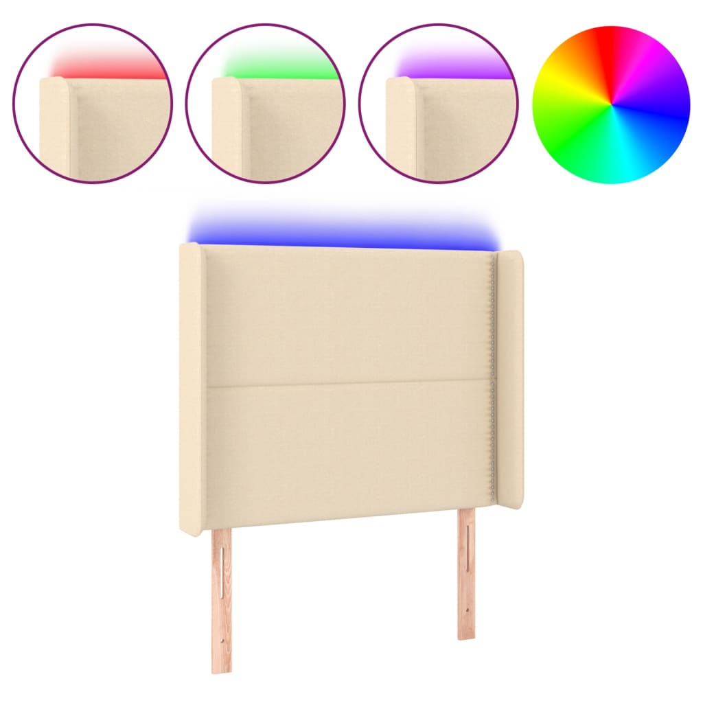 LED uzglavlje krem 103 x 16 x 118/128 cm od tkanine