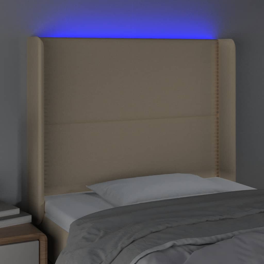 LED uzglavlje krem 103 x 16 x 118/128 cm od tkanine