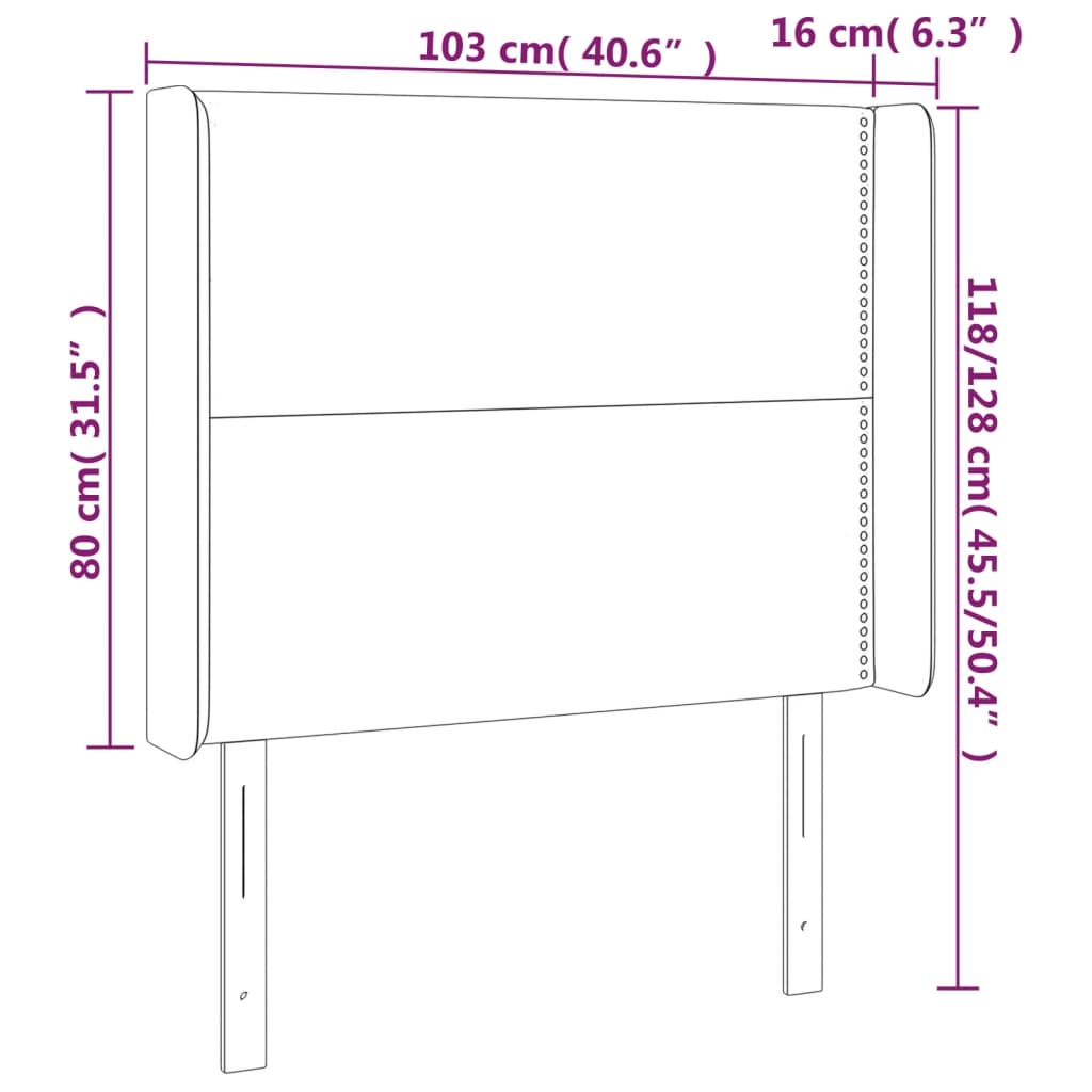 LED uzglavlje krem 103 x 16 x 118/128 cm od tkanine