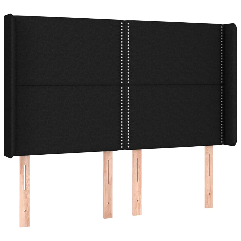 LED uzglavlje crno 147 x 16 x 118/128 cm od tkanine