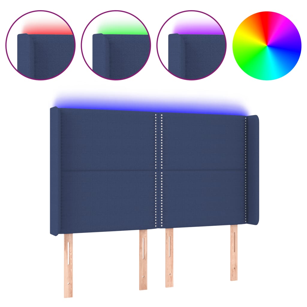 LED uzglavlje plavo 147 x 16 x 118/128 cm od tkanine