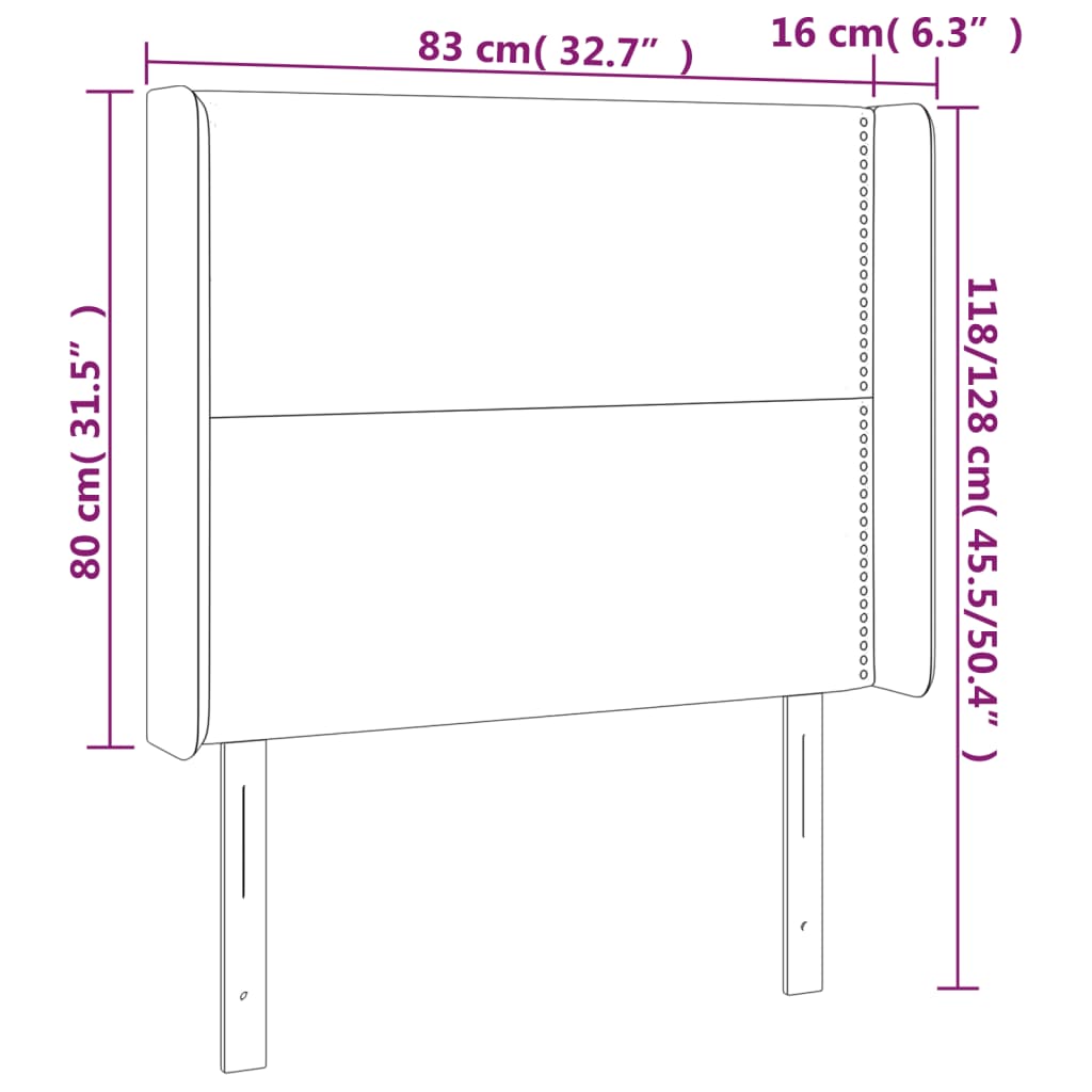 LED uzglavlje crno 83x16x118/128 cm baršunasto
