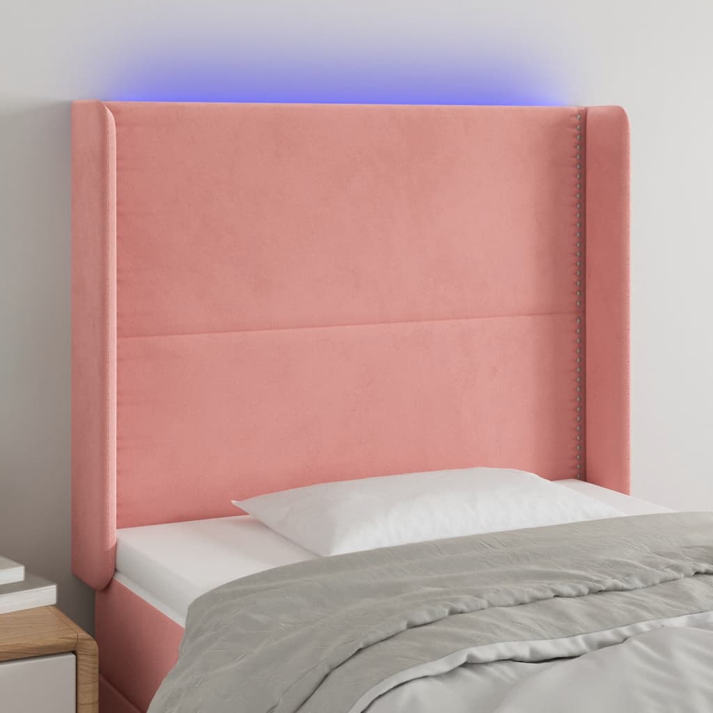 LED uzglavlje ružičasto 93x16x118/128 cm baršunasto