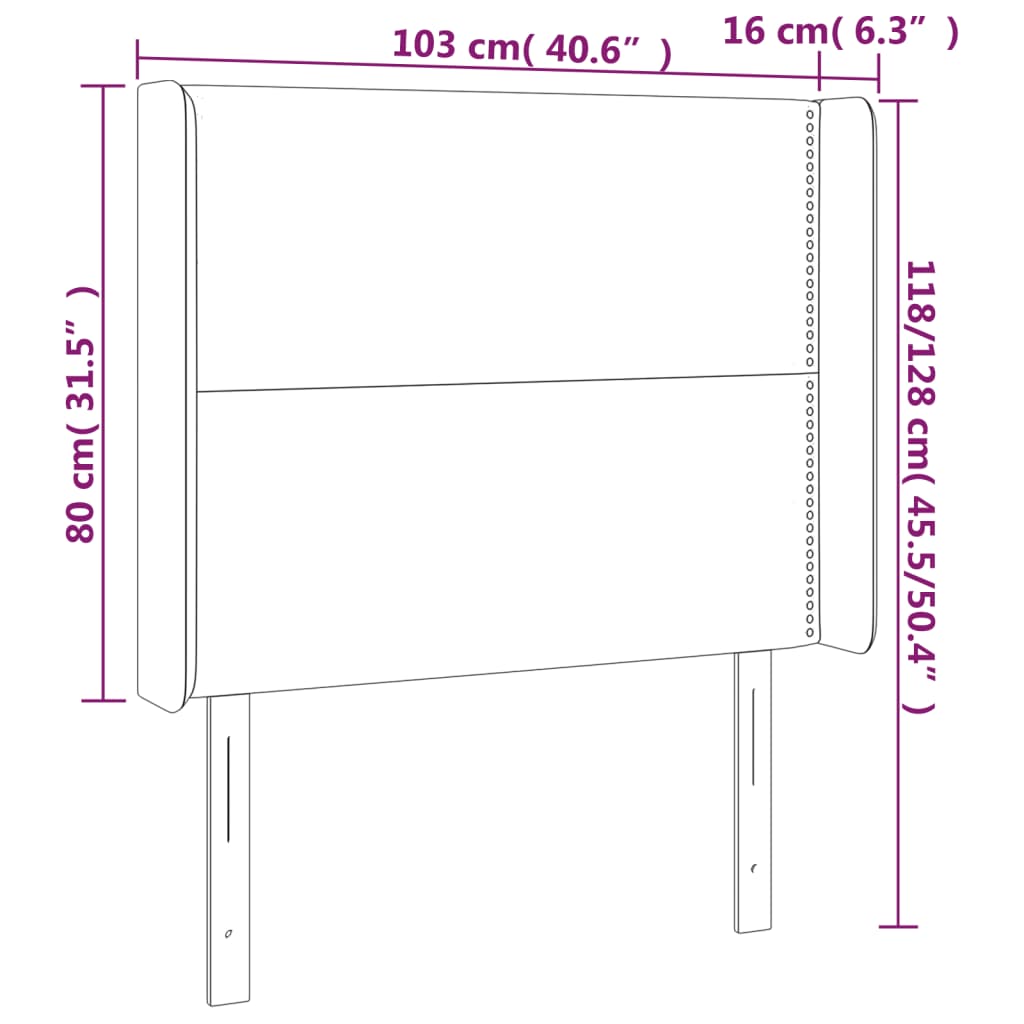 LED uzglavlje svjetlosivo 103 x 16 x 118/128 cm baršunasto