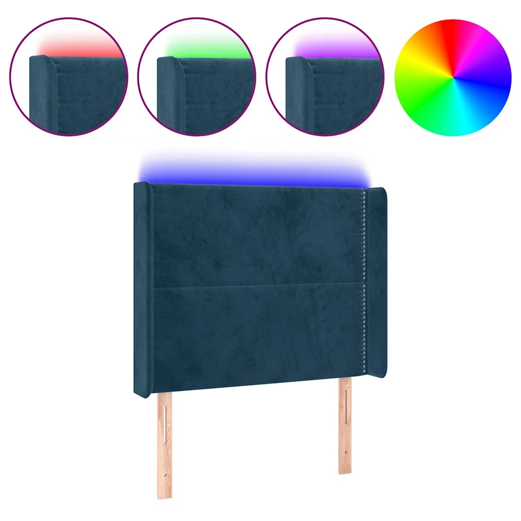 LED uzglavlje tamnoplavo 103x16x118/128 cm baršunasto