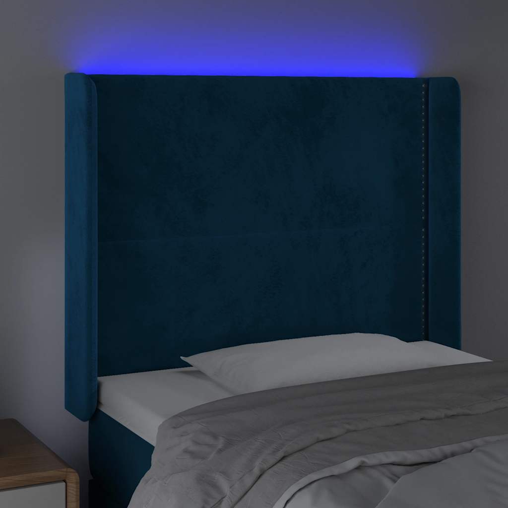 LED uzglavlje tamnoplavo 103x16x118/128 cm baršunasto