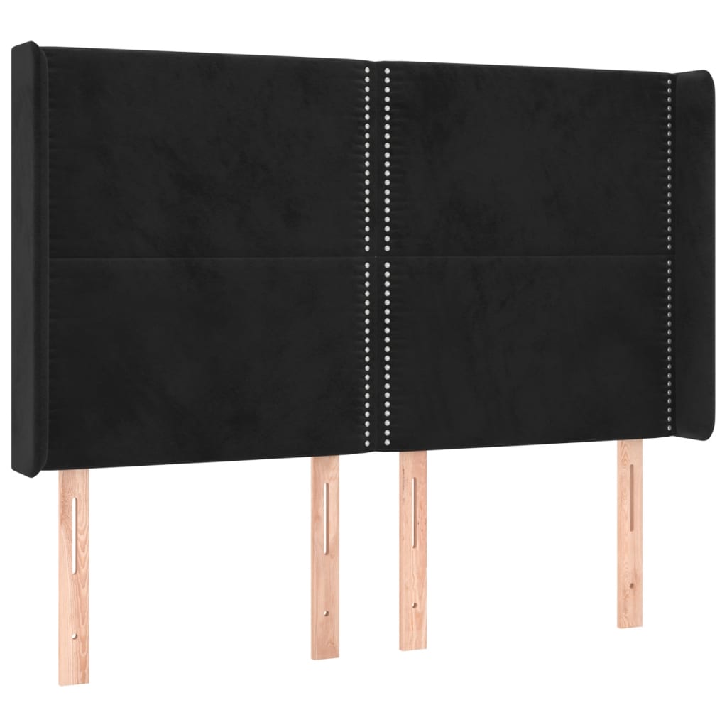 LED uzglavlje crno 147x16x118/128 cm baršunasto