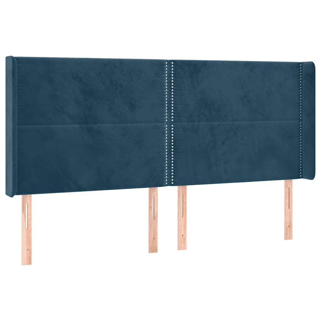 LED uzglavlje tamnoplavo 163x16x118/128 cm baršunasto