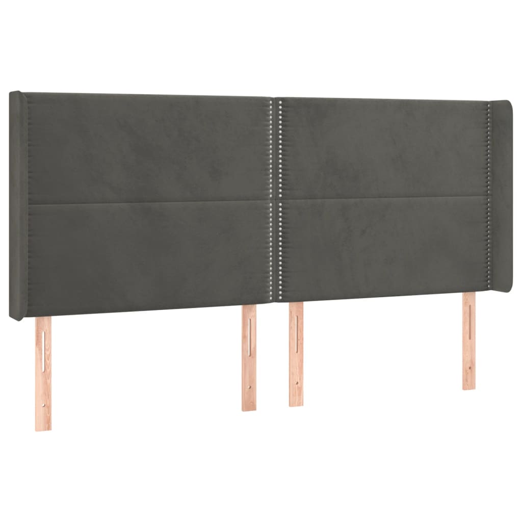 LED uzglavlje tamnosivo 183 x 16 x 118/128 cm baršunasto