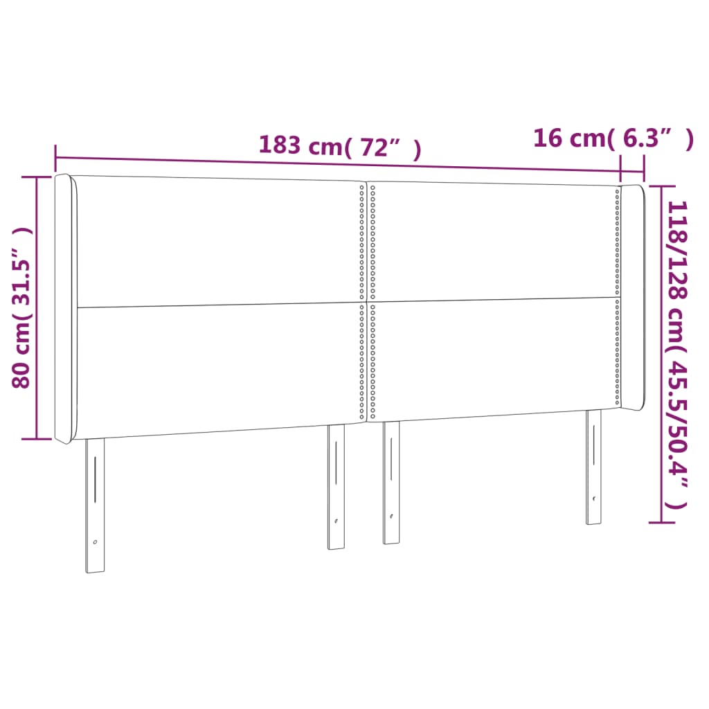 LED uzglavlje tamnosivo 183 x 16 x 118/128 cm baršunasto