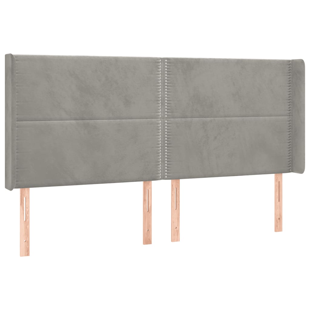 LED uzglavlje svjetlosivo 203 x 16 x 118/128 cm baršunasto