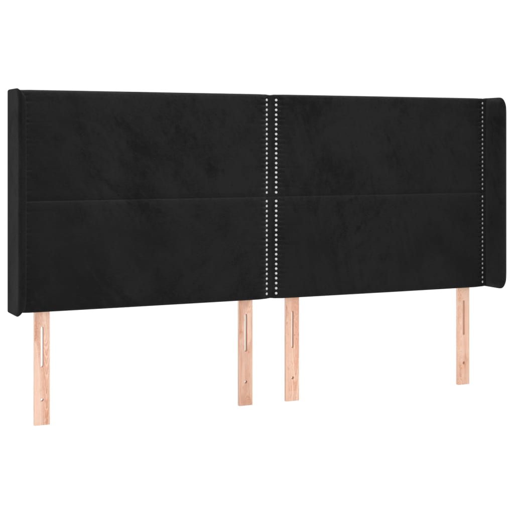 LED uzglavlje crno 203 x 16 x 118/128 cm baršunasto
