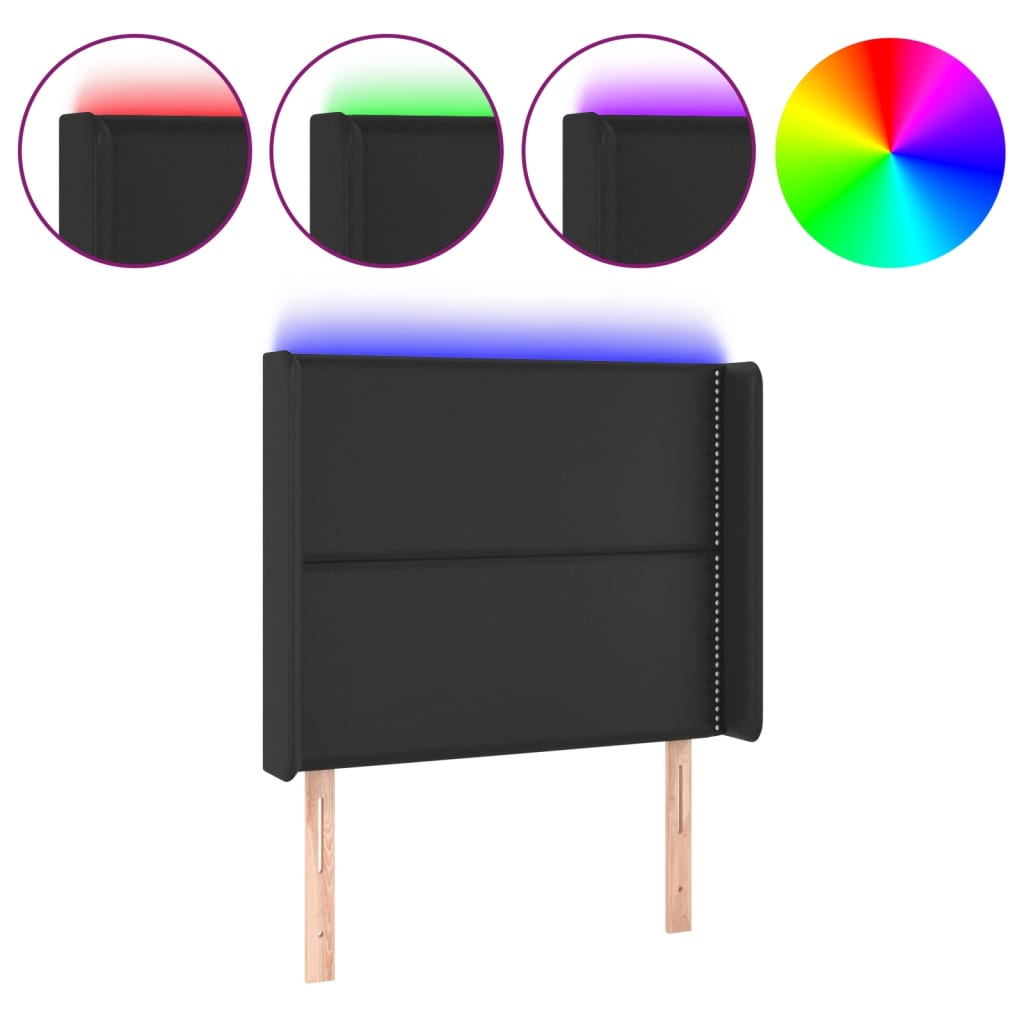 LED uzglavlje crno 93x16x118/128 cm od umjetne kože