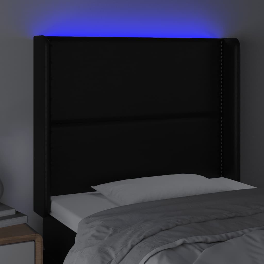 LED uzglavlje crno 93x16x118/128 cm od umjetne kože