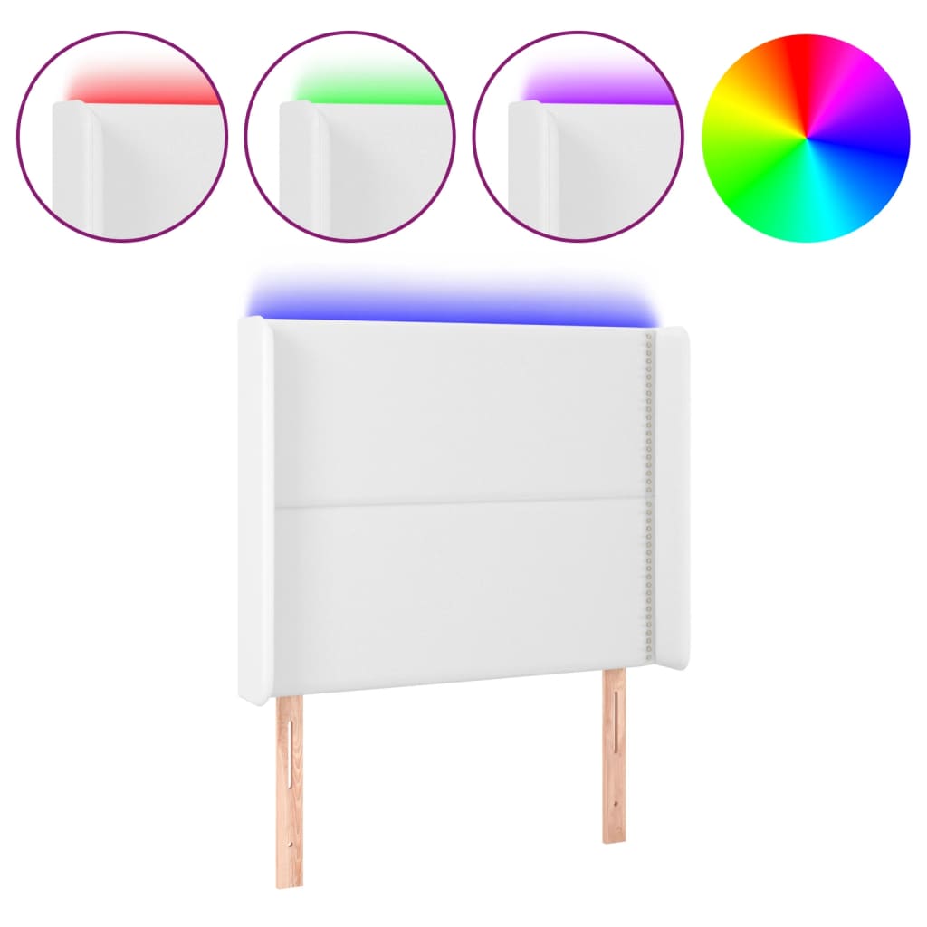 LED uzglavlje bijelo 103x16x118/128 cm od umjetne kože